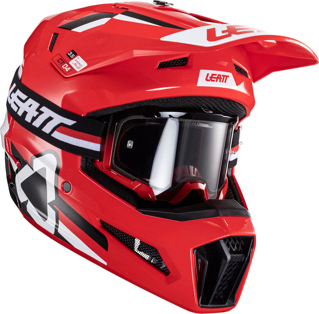 Leatt 3.5 V24 Logo Casco da motocross con occhiali Nero Bianco Rosso S