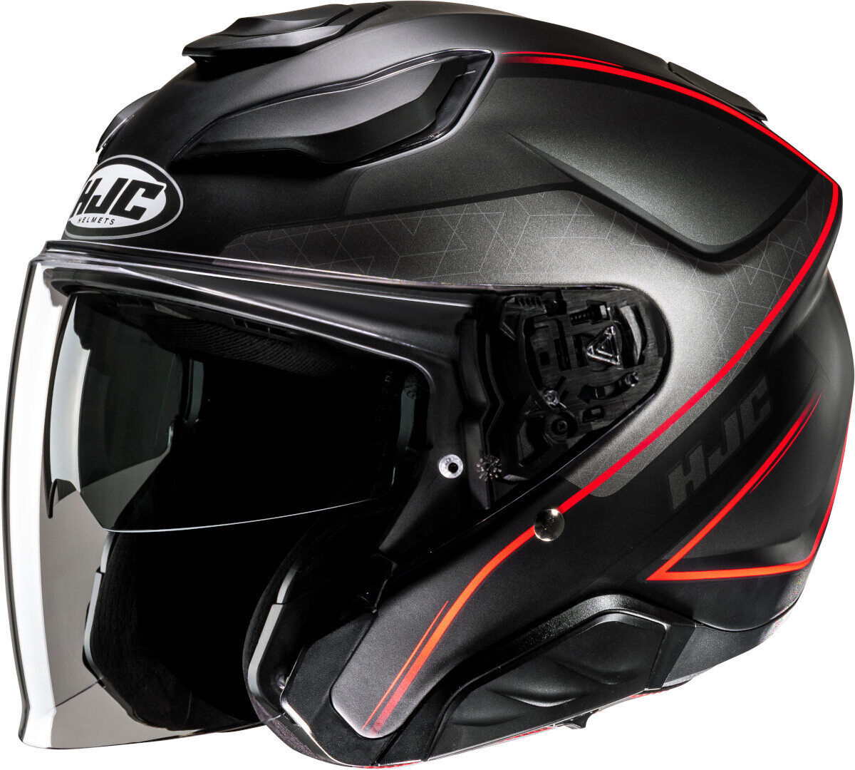 HJC F31 Ludi Casco Jet Nero Grigio Rosso XL