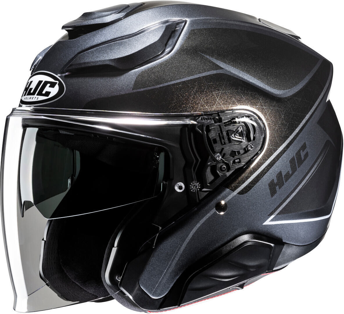 HJC F31 Ludi Casco Jet Nero Grigio Argento L