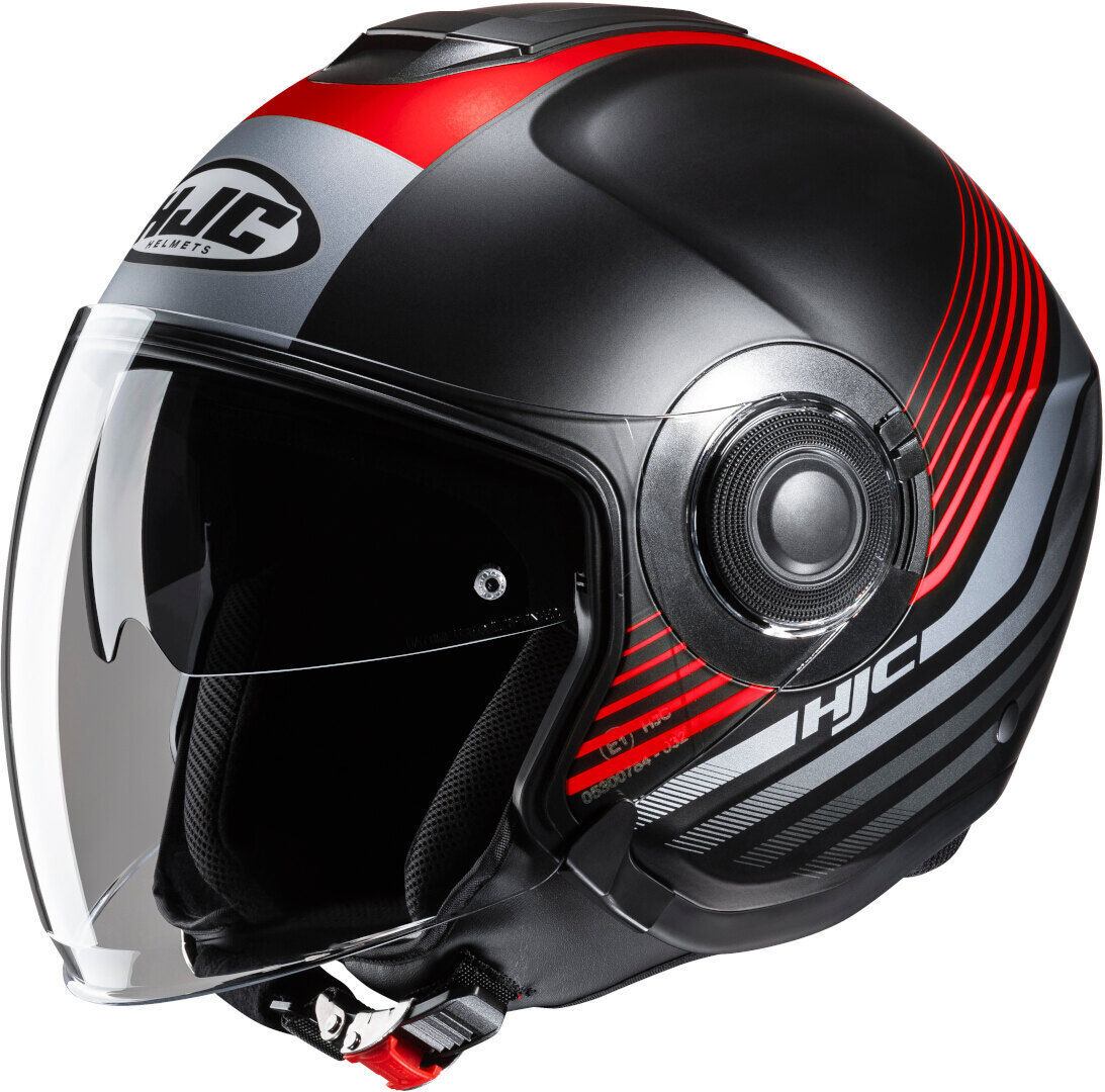 HJC i40N Dova Casco Jet Nero Rosso Argento L