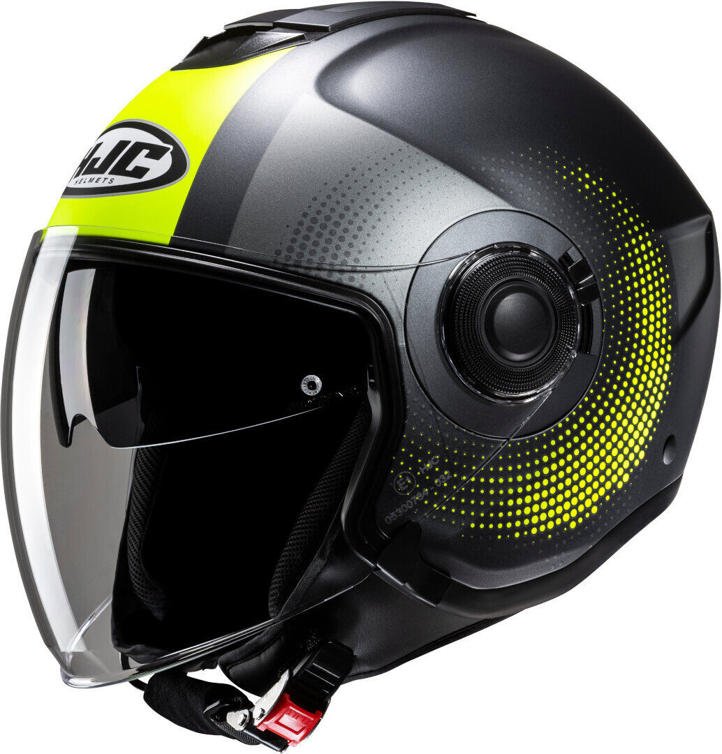 HJC i40N Pyle Casco Jet Nero Grigio Giallo XS