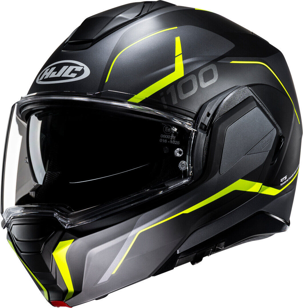 HJC i100 Lorix Casco Nero Grigio Giallo 2XL