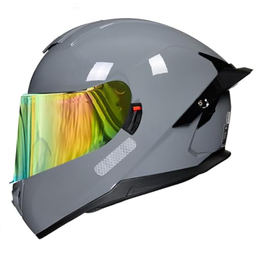 MAMAO Volledige gezichtsmotorhelm Motorracen Sport-valhelm, DOT/ECE-motorhelm Volledig gezicht Unisex Volwassen Geïntegreerde alles-in-één motorhelm K,L59-60CM