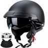 BDBRHFG Caschi Jet E Demi-Jet Casco Moto A Mezzo Casco Retrò Casco Anticollision Di Sicurezza Per Scooter Chopper Cruiser DOT/ECE Met Occhiali A Sgancio Rapido A,XL61-62cm