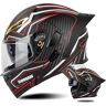 FairyHover Motorhelm Opklapbare Motorhelm Vooraan DOT/ECE Goedgekeurde Motorhelm Met Dubbel Vizier Modulaire Motorhelm D,XXL/63-64CM