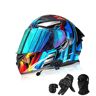 BDBLFLTZ Motorcycle Helmet Modular Helmets with Bluetooth,DOT/ECE Approved Helmet Full Face Helmet Scooter Helmet Crash Helmet Double Anti-Fog Visors Ideal for Men Women F,M(57-58CM)