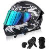 BDBLFLTZ Motorcycle Helmet Modular Helmets with Bluetooth,DOT/ECE Approved Helmet Full Face Helmet Scooter Helmet Crash Helmet Double Anti-Fog Visors Ideal for Men Women J,XL(61-62CM)