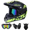 MRDEAR Fullface MTB-helm, motorcrosshelm met bril (4 stuks/zwart en groen), motorcrosshelm, geschikt voor heren en kinderen, enduro crosshelm, motorhelm, voor fiets, downhill bike, BMX, Off Road ATV, maat S