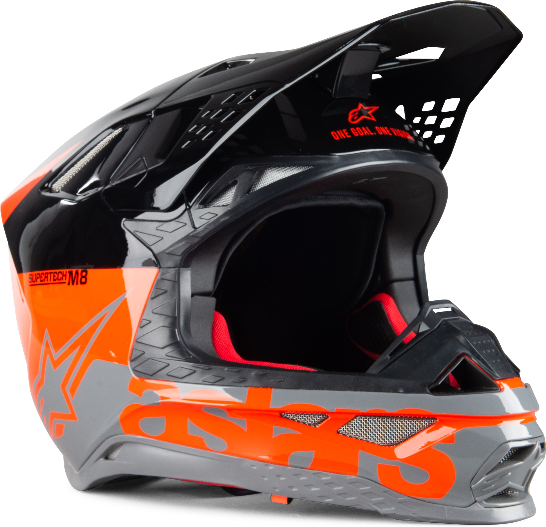 Alpinestars Helm Alpinestars Supertech S-M8 Radium ECE Glanzend Rood-Zwart-Grijs  - Zwart