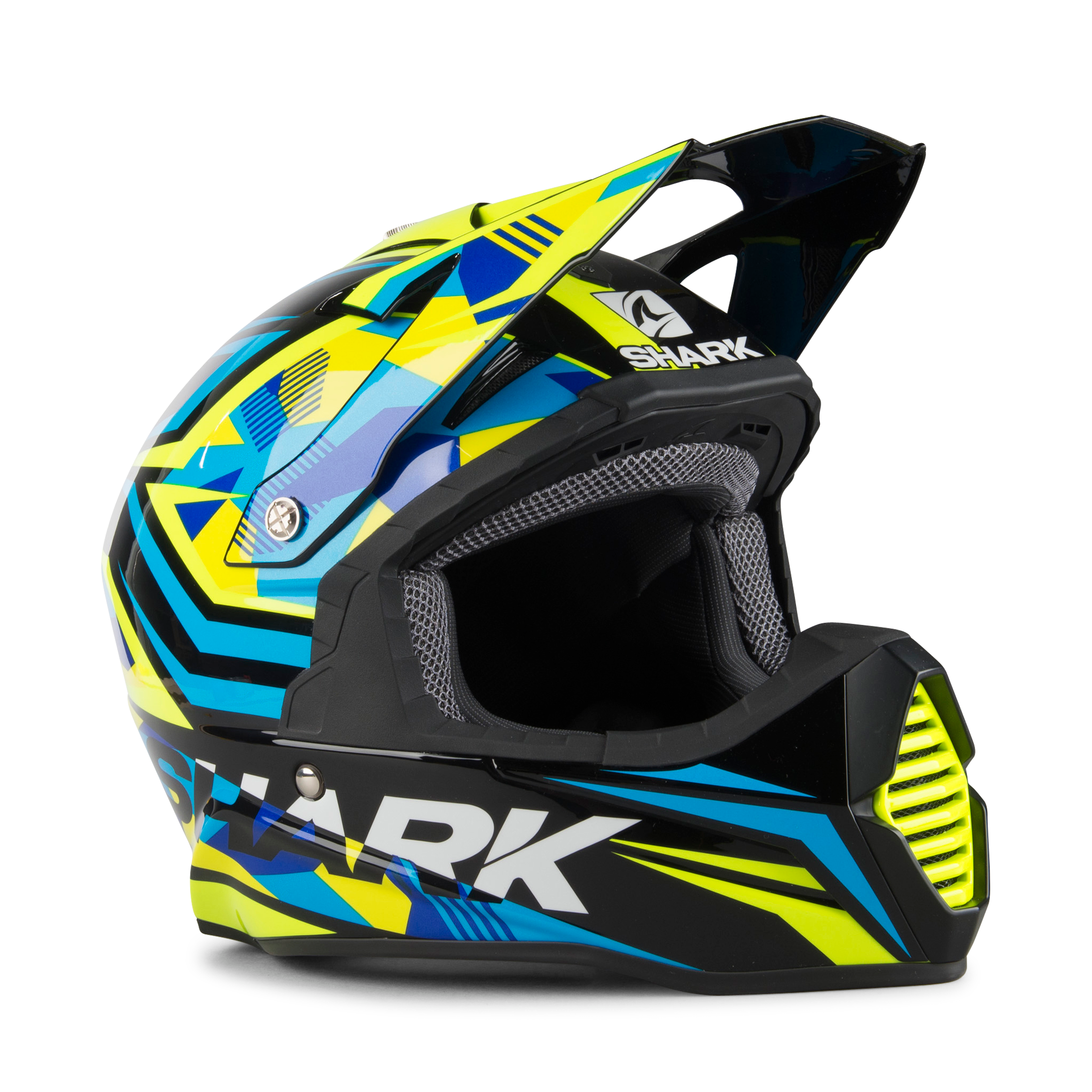 Shark Crosshelm Shark Varial Tixier Zwart-Blauw-Geel  - Zwart