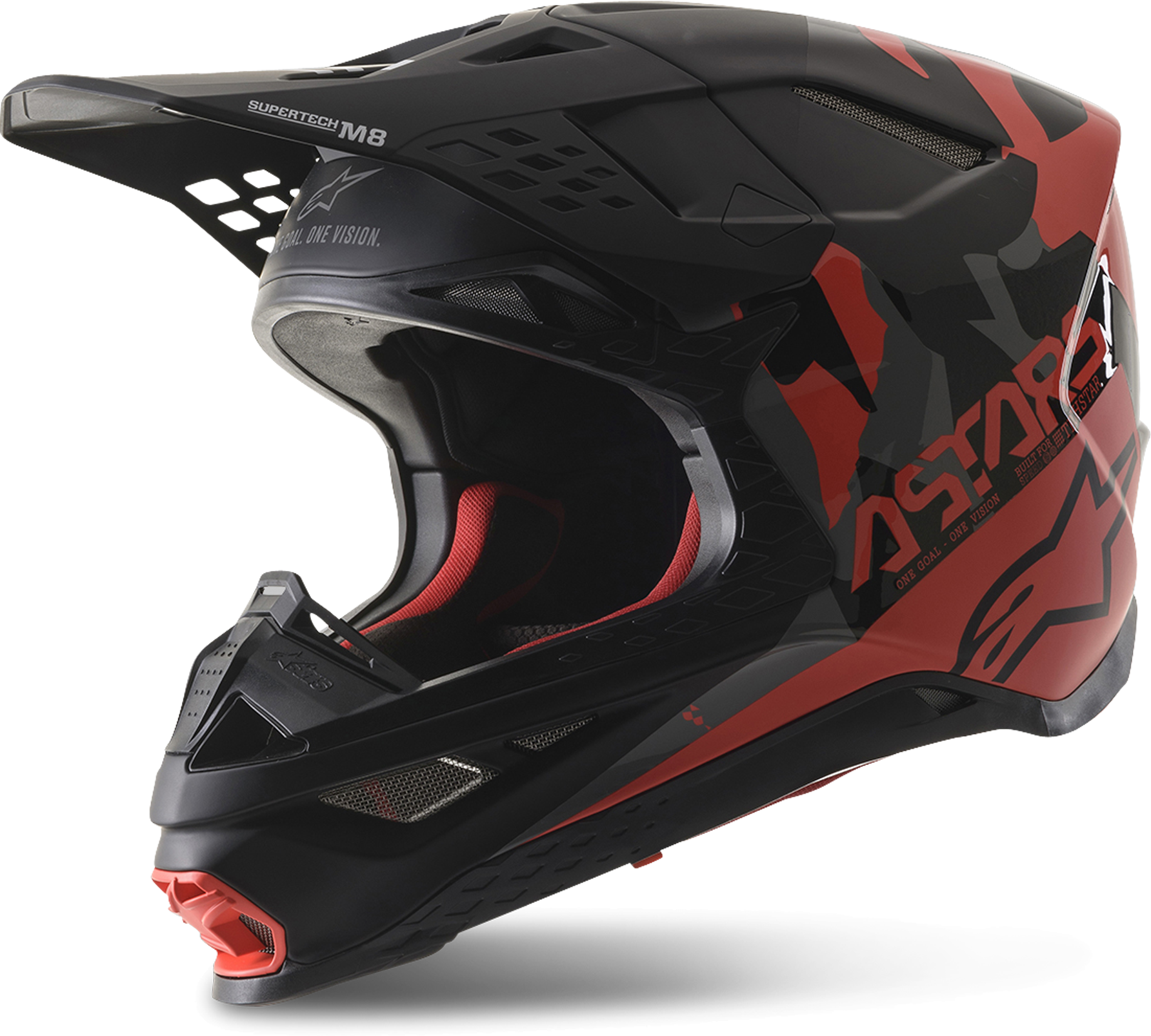 Alpinestars Crosshelm Alpinestars Supertech S-M8 Echo Zwart-Grijs-Rood  - Zwart