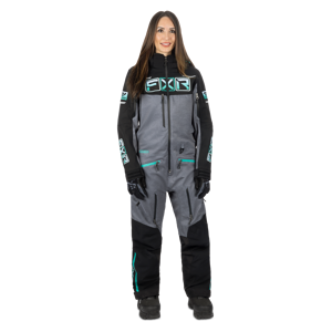 FXR Maverick Lite Monosuit Dam Svart-Mellangrå Heather-Mint Fade