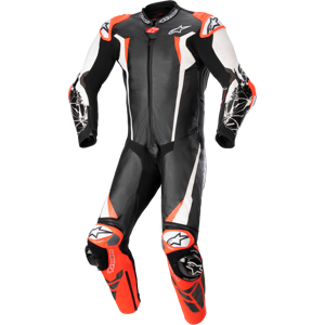 Alpinestars Racing Absolute V2 1 PC Läder MC-Skinnställ Svart-Vit-Röd Fluo