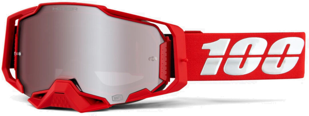 Photos - Motorcycle Goggles / Face Mask 100 Armega Hiper Red Motocross Goggles Unisex White Red Size: One Size 469