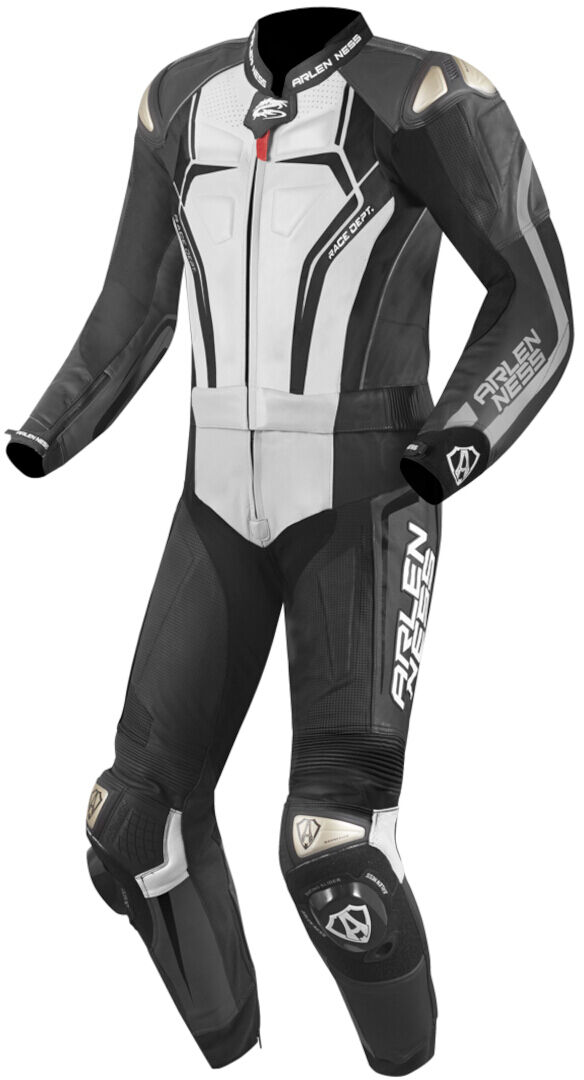 Photos - Motorcycle Clothing Arlen Ness Race-X Two Piece Motorcycle Leather Suit Unisex Black Grey Whit 