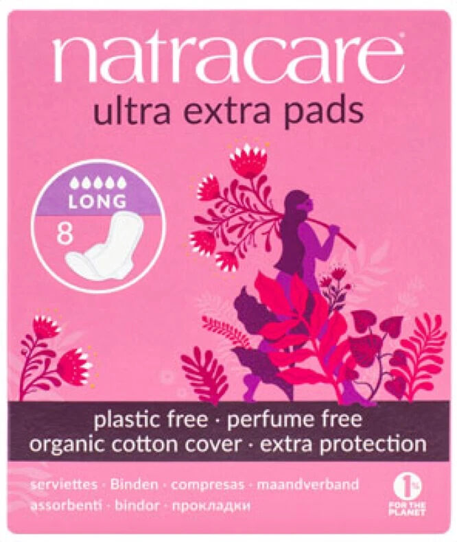 Natracare Compresas Ultra Extra largas plegadas con alas