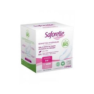 Saforelle Serviettes Hygieniques Normal Jour Avec Ailettes en Coton Bio 10 Serviettes Hygieniques - Boîte 10 serviettes