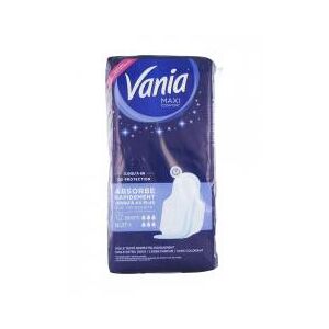 Vania Serviettes Hygieniques Maxi Confort Nuit Plus 12 Serviettes - Sachet 12 serviettes hygieniques