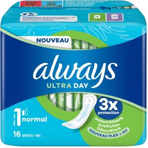 Serviettes hygiéniques Always ultra "Instant Dry" Normal taille 1 - Paquet de 16 Anthracite - Publicité