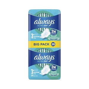 Always ultra Serviette hygiénique Normal à ailettes, BigPack - Lot de 2 Rouge - Publicité