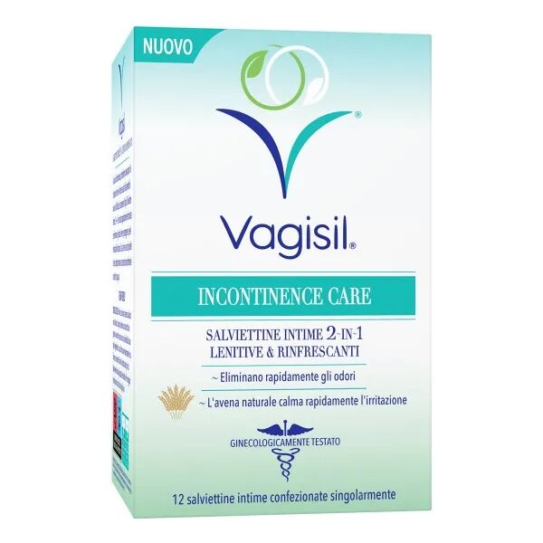 vagisil incontinence care salviettine intime 2in1 lenitive rinfrescanti 12 pezzi