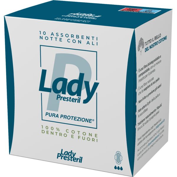 lady presteril cotton notte assorbente con ali 10 pezzi