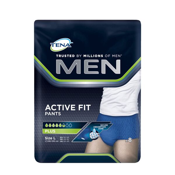 tena men - active fit pants plus 8 assorbenti taglia l