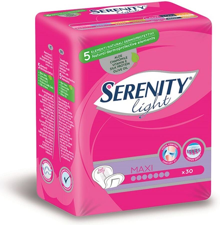 Serenity Light Lady - Maxi Assorbenti Anatomici per Incontinenza, 30 assorbenti