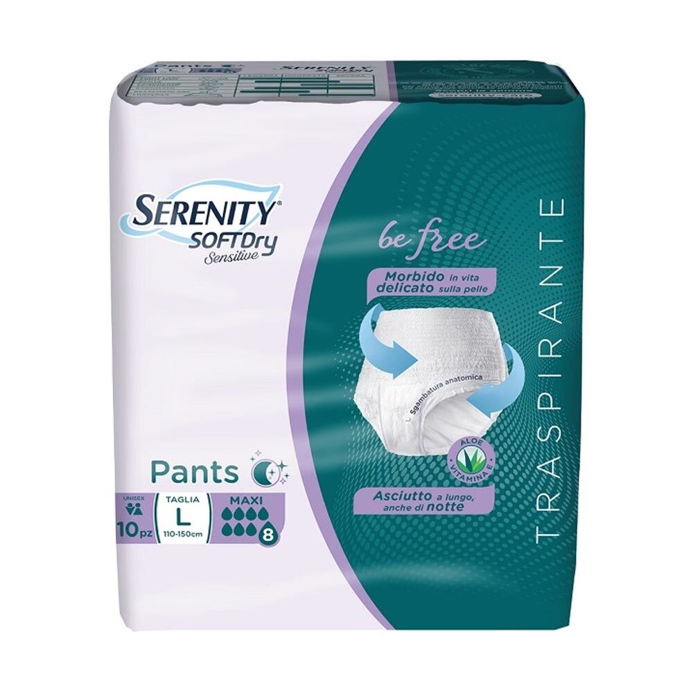 Serenity Soft Dry - Sensitive Be Free Pannoloni Pants Taglia L Maxi, 10 pants