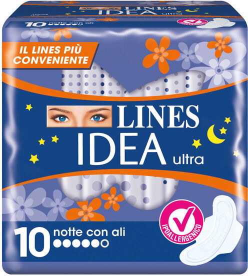 Lines Idea Ultra Notte Assorbenti Con Ali 10 Pezzi