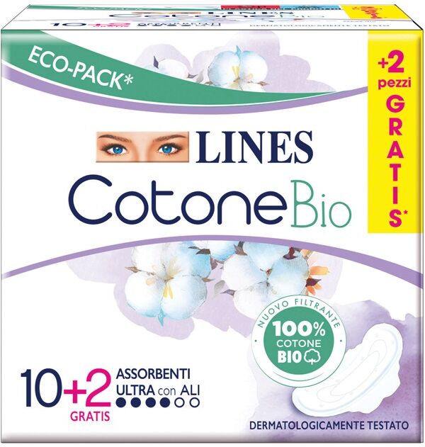 Lines Cotone Bio Ultra Ali 10+2 Pezzi