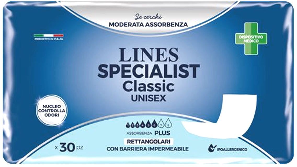 Lines Specialist Classic Pannolone Rettangolare Con Barriera 30 Pezzi