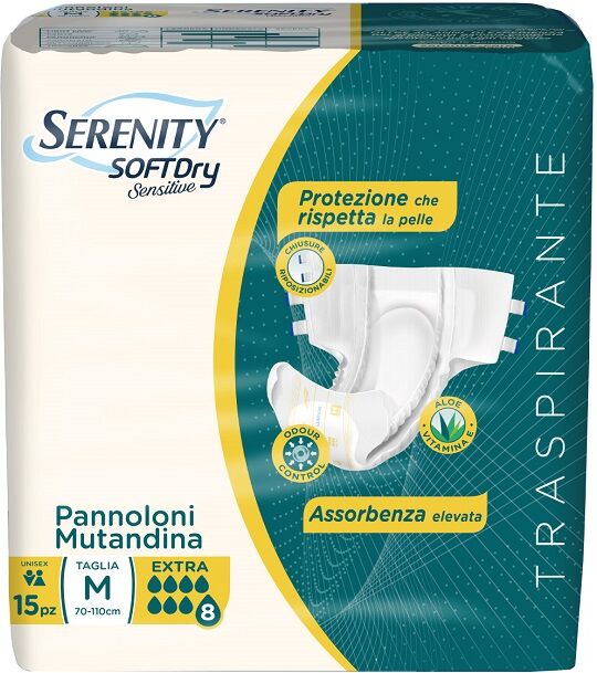 SERENITY Soft Dry Sensitive Pannolone Mutandina Extra Taglia M 15 Pezzi