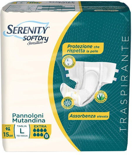 SERENITY Soft Dry Sensitive Pannolone Mutandina Extra Taglia L 15 Pezzi