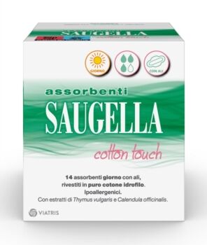 Saugella Linea Cotton Touch 14 Assorbenti Giorno con Ali in Puro Cotone