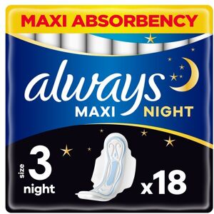 Always Maxi Night Sanitetsbindor S3 med vingar 18 st