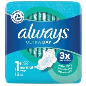 Always Ultra Day Sanitary Pads Normal With Wings Size 1 Packet x13 Pads (Pack of 16) C005790