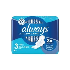 Always Ultra Day And Night Sanitary Pads With Wings Size 3 x9 Pack 16