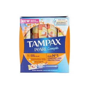 Tampax Compak Pearl Super Plus Applicator Tampons Boxed x16 (Pack 4)