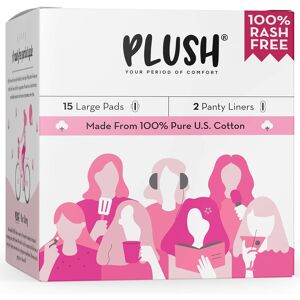 wild-era 15 Large Natural Cotton Sanitary Napkins   Super Absorbent 15 Medium Flow Pads + 2 Panty Liners For Rash Free Periods