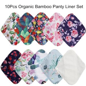 Greeneternity 10Pcs Organic Bamboo Panty Liner Mama Cloth Menstrual Pads Reusable Sanitary Pads