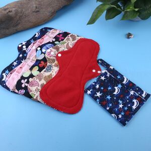 Greeneternity 6Pcs ( 5+1Set )5 Pcs Heavy Flow Menstrual Pads+1 Pcs Mini Wet Bag,Waterproof Reusable For Pads And Wet Bag