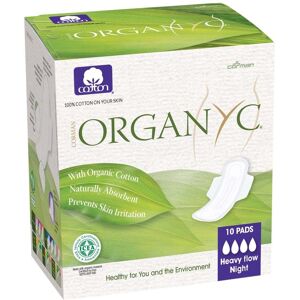 Organyc Folded Night Time Sanitary Pads with Wings (Heavy Flow) - 10 P