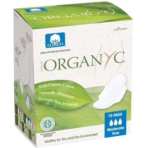 Organyc Folded Sanitary Pads with Wings (Moderate Flow) - 10 Pack