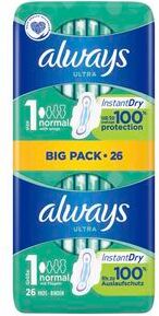 Always Ultra Pads Normal (Size One) - 26 Pack