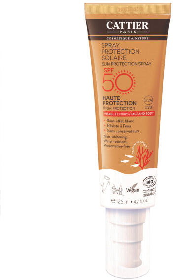 Cattier Solaire Spray Protection Visage et Corps Bio SPF50 125ml