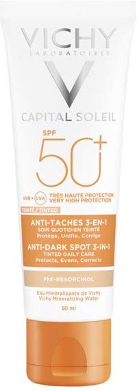 Vichy Capital Soleil Crème Solaire Visage Teintée Anti-Taches 3 en 1 SPF50+ 50ml