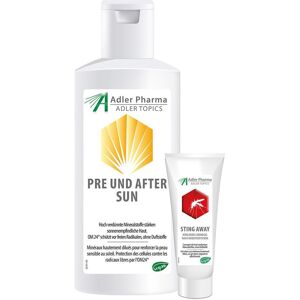 Mineralstoff Pre u.After Sun mit Aloe Vera Gel + Sting Away Adler Pharma Creme 200+50 ml Set