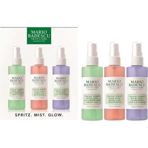 Mario Badescu Hudpleje Fugtighedspleje Spritz Mist Glow Set Facial Spray with Aloe, Cucumber and Green Tea 118 ml + Facial Spray with Aloe, Herbs and Rosewater 118 ml + Facial Spray with Aloe, Chamomile and Lavender 118 ml