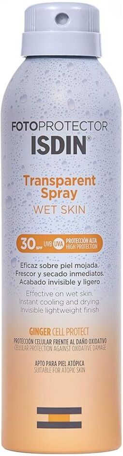 Isdin Fotoprotector Spray transparente SPF30 Piel mojada para el cuerpo 250mL SPF30